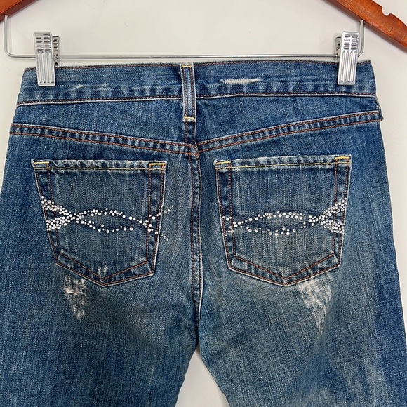 Vintage Abercrombie & Fitch Destroyed Flare Jeans Size 00 Low Rise - Picture 4 of 5